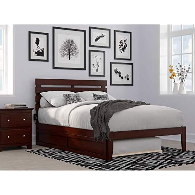 Mountain Bed Frame with Trundle - Solid Wood Bed, Modern Farmhouse Style, Low Profile Design, 78" Twin Size
