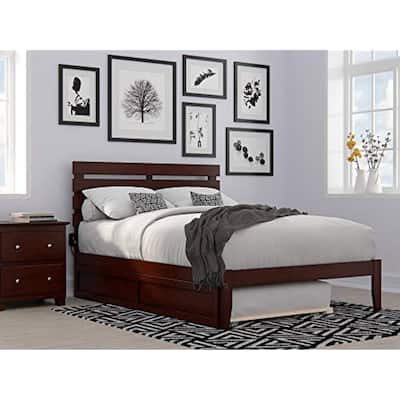 Mountain Bed Frame with Trundle - Solid Wood Bed, Modern Farmhouse Style, Low Profile Design, 78" Twin Size