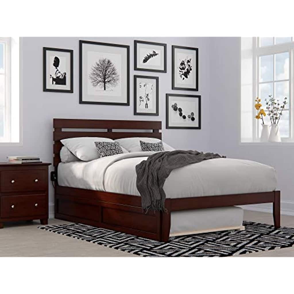 Mountain Bed Frame with Trundle - Solid Wood Bed, Modern Farmhouse Style, Low Profile Design, 78" Twin Size
