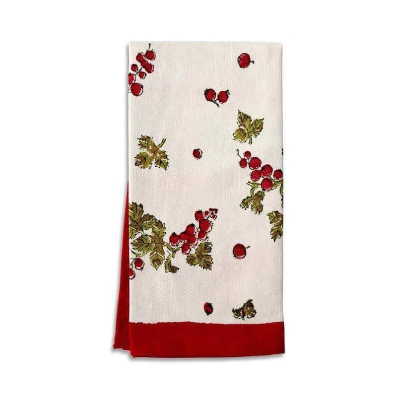 Couleur Nature Gooseberry Tea Towels - Set of 3 - Set of 3 - Red/Green