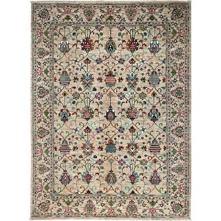 Shahbanu Rugs Parchment Beige Afghan Sultani Pomegranate Design Densely ...