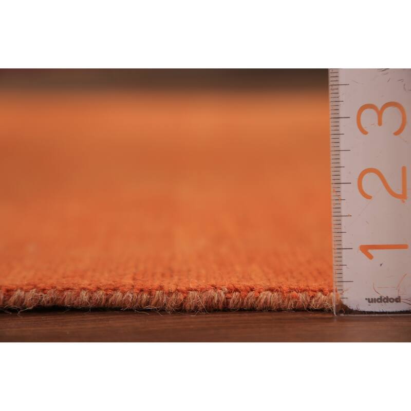 Orange Modern Gabbeh Oriental Area Rug Solid Hand-Knotted Wool Carpet - 5'3" x 7'11"