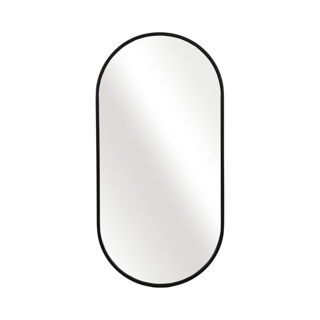 Sagebrook Home Metal, Capsule Mirror, Black, Oval, 39"H, Solid Color - 24" x 1" x 39"