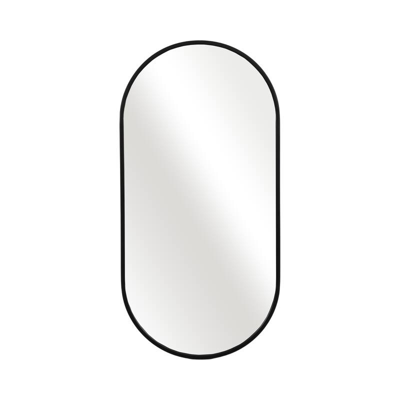 Sagebrook Home Metal, Capsule Mirror, Black, Oval, 39"H, Solid Color - 24" x 1" x 39" - Black - 24" x 1" x 39"