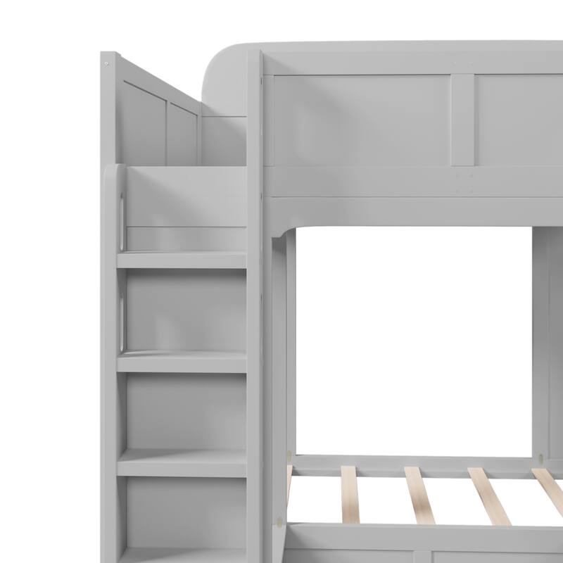 Triple Bunk Bed with Storage Shelves & Hooks by Harper&Bright Designs