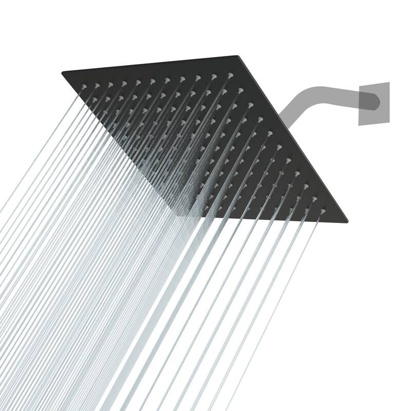 8/10/12/16 Inch Adjustable Rainfall Shower Head Wall-mounted Solid Square Ultra Thin 304 Stainless Steel