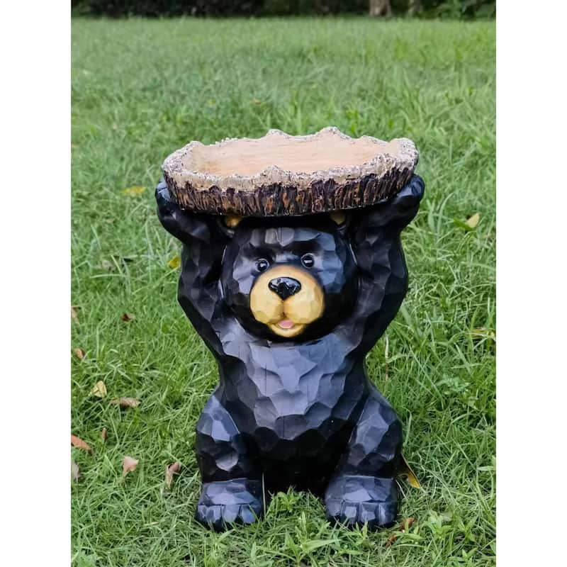 Sitting Bear Outdoor Patio Bird Bath - 12.25"
