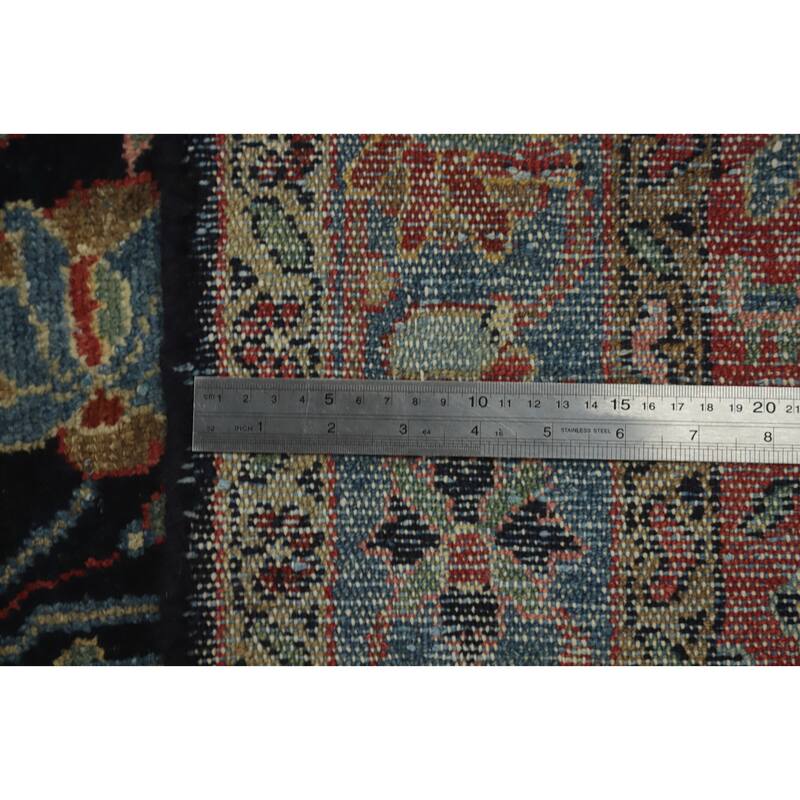 Hand Knotted Oriental 100% Wool Carpet Traditional Floral Navy Blue & Blues Lilian Area Rug - 6' 11'' X 4' 4''