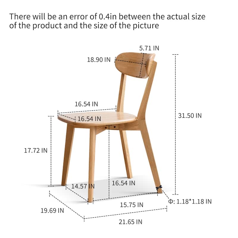 Set of 4 pcs Wooden FAS Grade Oak Dining Chair Natural Wood Living Room Chair Simple Natural