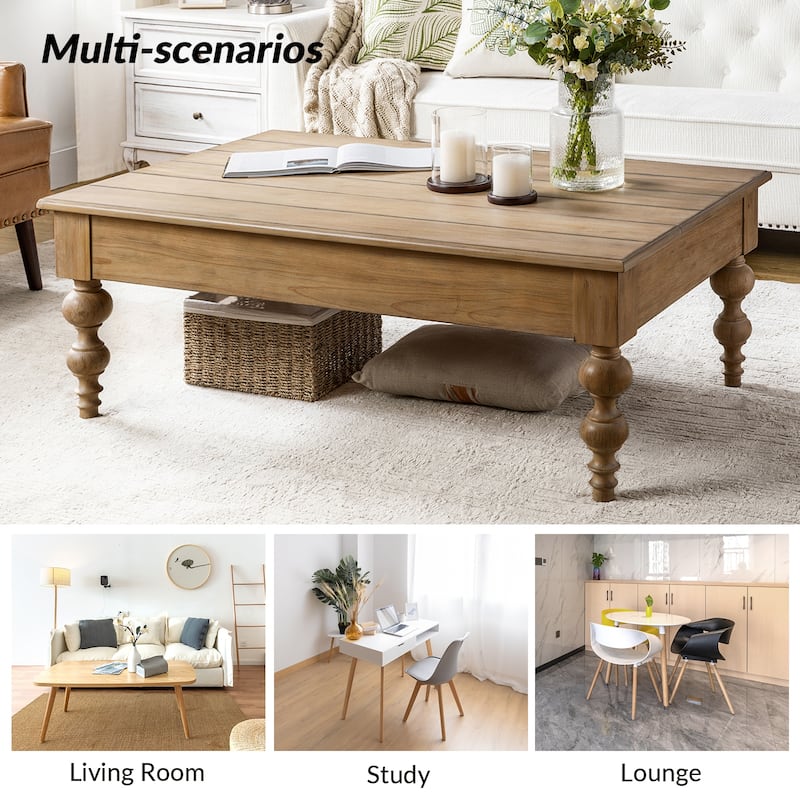 Gaston Traditional Rectangular Coffee Table with Storage Shelf by HULALA HOME