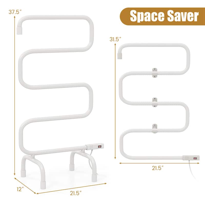 Costway 100W Electric Towel Warmer Drying Rack Freestanding and Wall