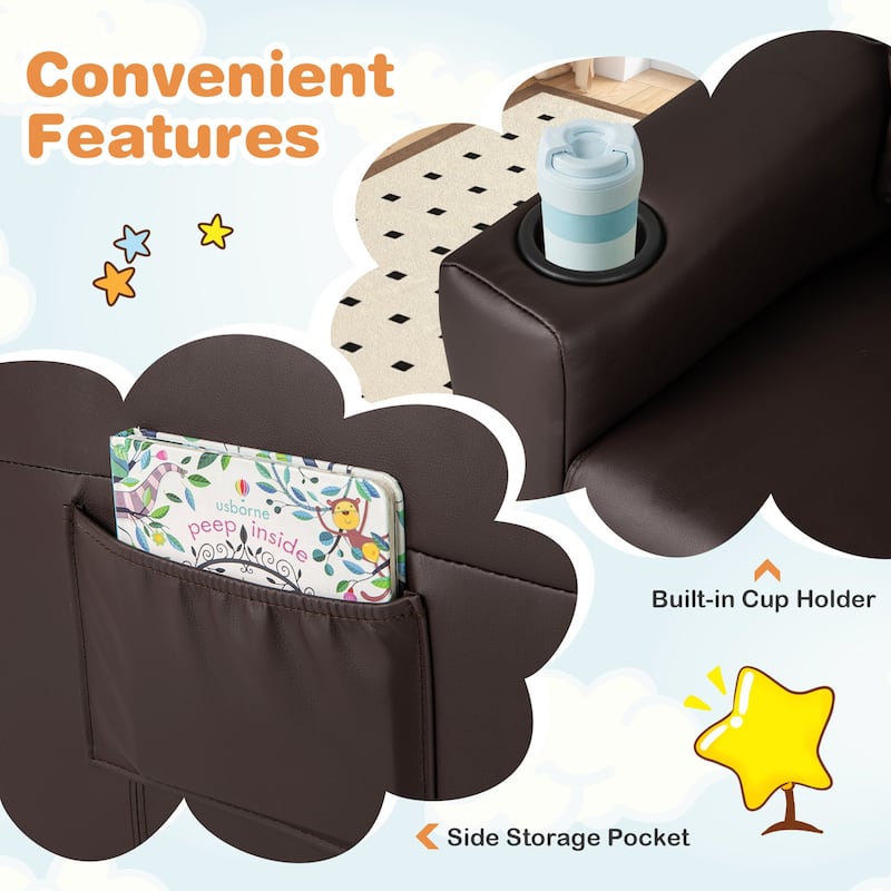Costway Kids Recliner Chair with Cup Holder & Side Pocket Adjustable