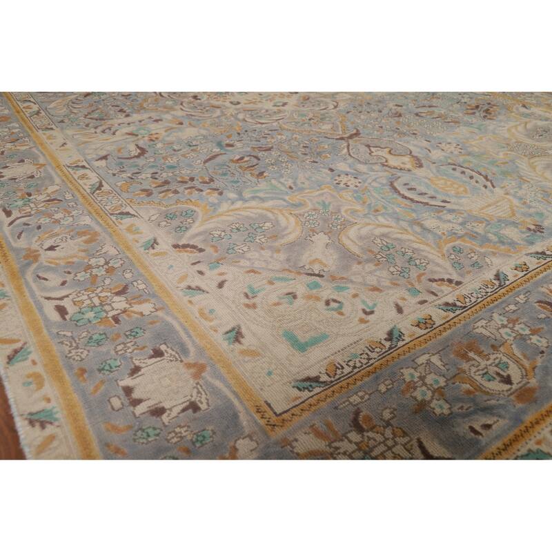 Blue Floral Tabriz Persian Rug Handmade Traditional Wool Carpet - 6'7"x 9'7"