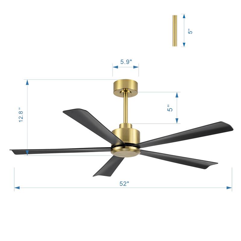 52-Inch 5-Blade Ceiling Fan with Remote without Light