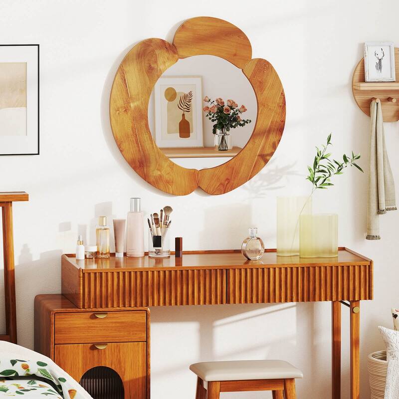 Costway Irregular Wall Mirror 29 Inch Rustic Hanging Vanity Mirror - Natural - See Details