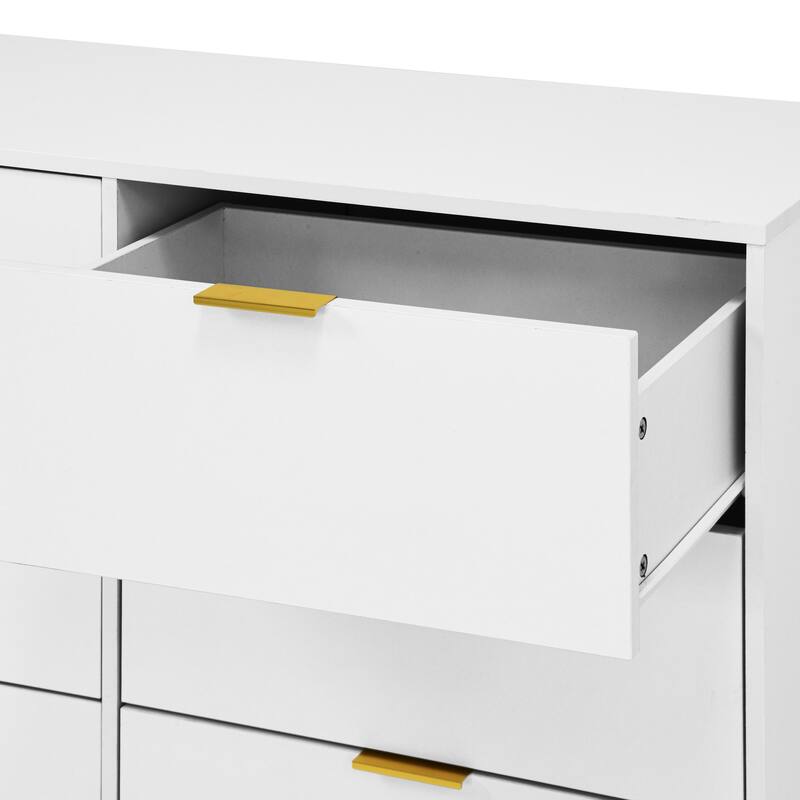 Modern 6 Drawer Dresser, Large Capacity Storage Cabinet, Clothing Organizer with Metal Handles for Bedroom, Living Room