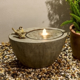 Glitzhome 25"W Outdoor Polyresin Spring Birds LED Fountain
