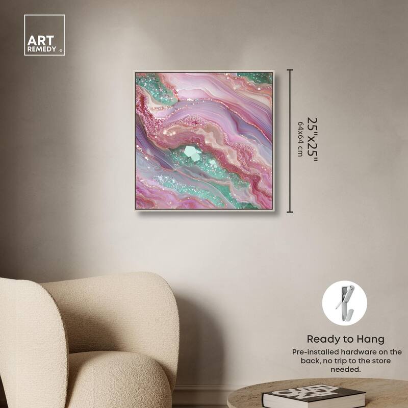 Pink and Mint Crystal II Canvas by Art Remedy