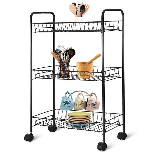Shop Costway 3 Tier Rolling Kitchen Trolley Utility Cart ...