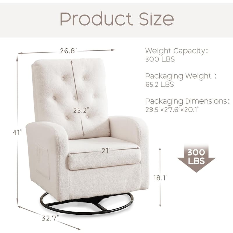HOMYKA Swivel Rocking Upholstered Armchair Nursery Glider Linen Accent Chairs