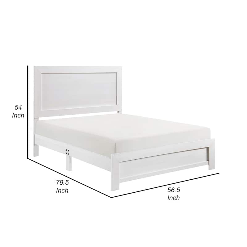 Eby Full Size Bed, Rustic Farmhouse Style, White Finish Wood Veneer