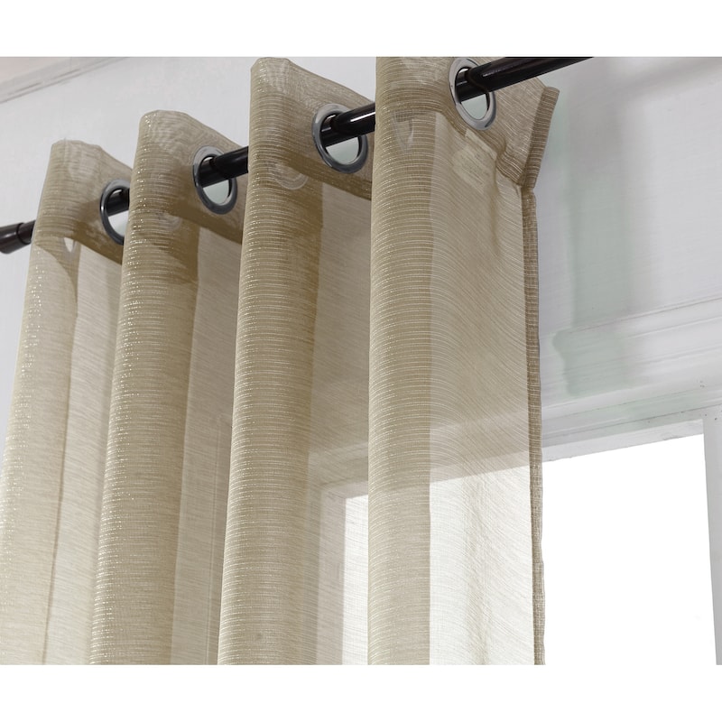 Lonnie Metallic Stripe Sheer Window Curtain Panel 90 inch