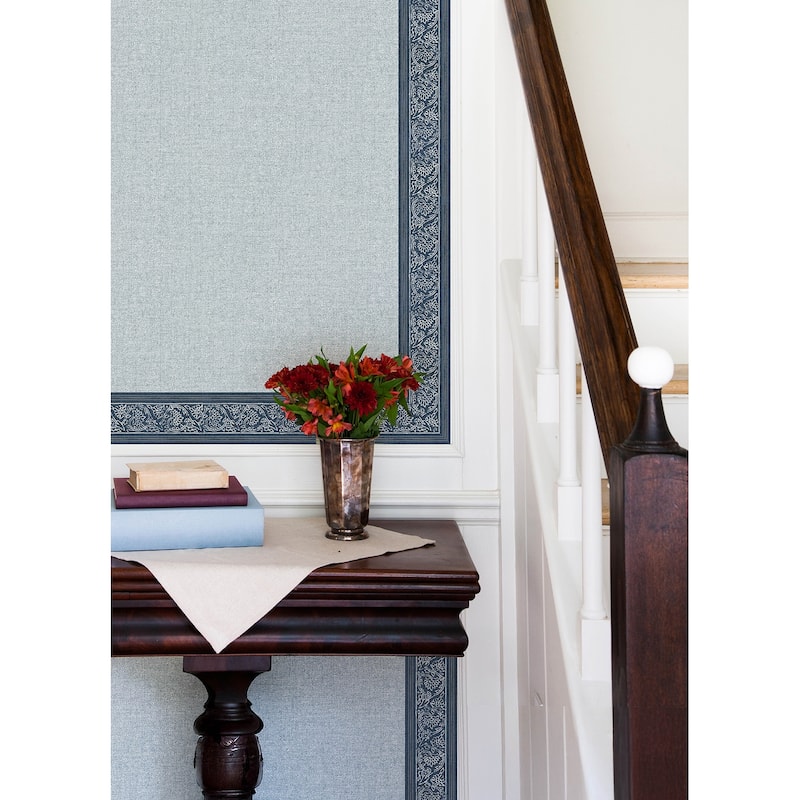Chesapeake Carved Floral Blue Trim Wall Border