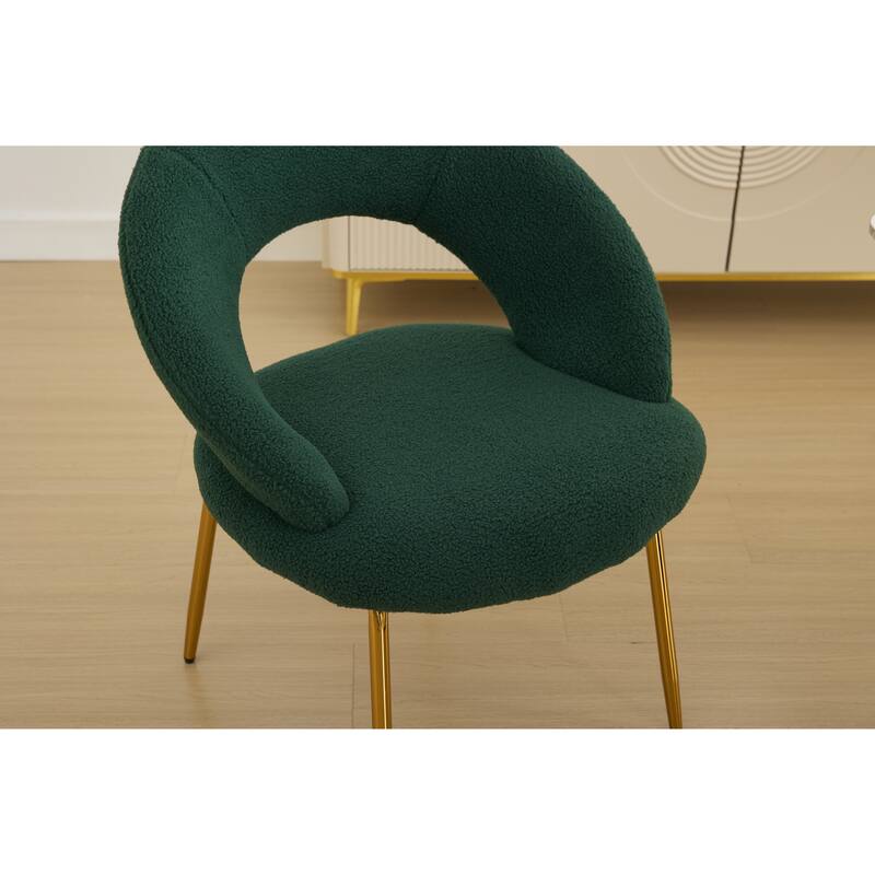 Teddy Fabric Kitchen Chair with Curved Backrest and Metal Legs for Kitchen
