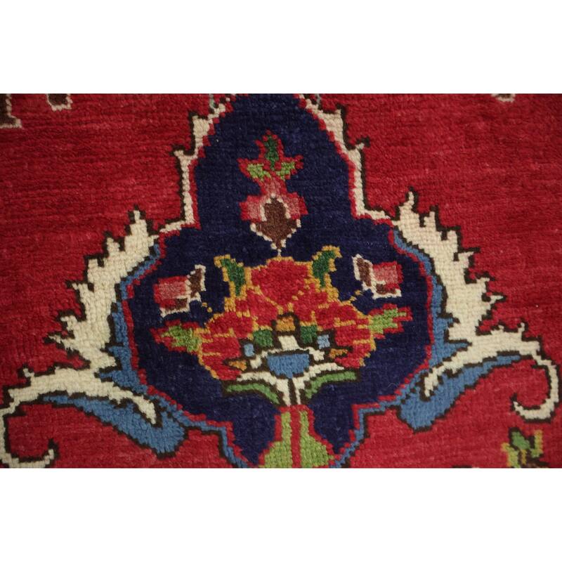 Hand Knotted Oriental 100% Wool Carpet Traditional Geometric Red Tabriz Area Rug - 12' 9'' X 9' 7''