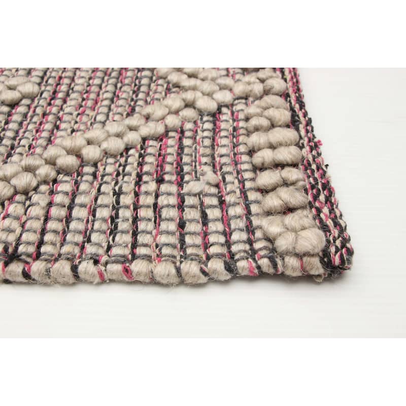 ECARPETGALLERY Braid weave Sienna Pink Wool Rug - 5'1 x 8'0