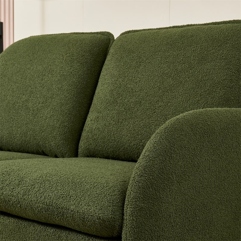 59" Sherpa Fabric Upholstered Sofa Small Couch for Living Room
