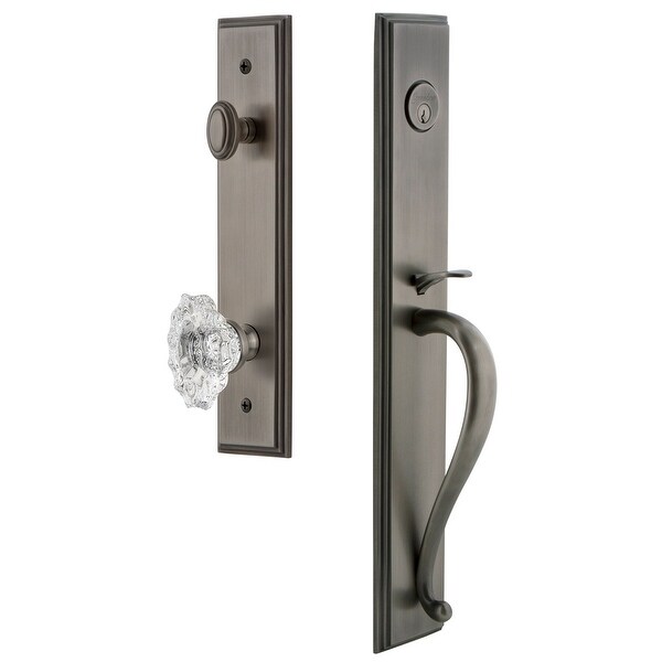 Grandeur CARSGRBIA_ESET_234 Carre Solid Brass Rose Keyed Entry Single Cylinder Full Plate "S" Grip Handleset with Biarritz