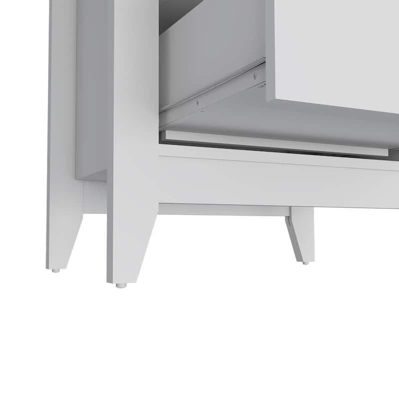 Nightstand With Two Shelves And Four Legs