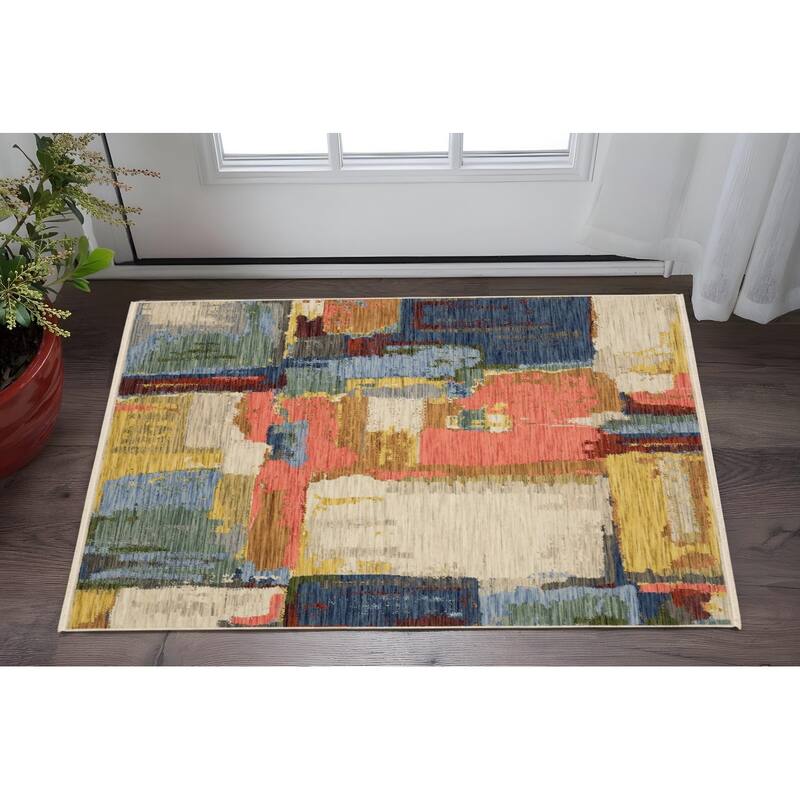 HomeRootsAbstract Modern Rectangle Area Rug - 60.24' X '39.37' X '0.32