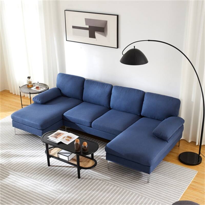 U-Shaped Fabric With Two Imperial Concubine Iron Feet 4 Sectional Sofas