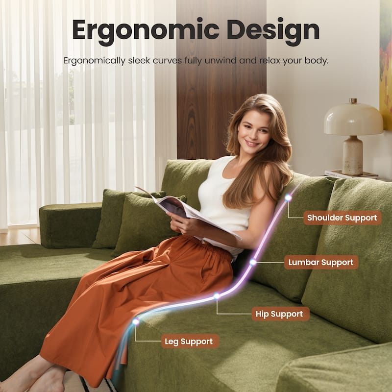 ​​OVIOS Lazy Chaise Lounge Sofa with Ottoman​