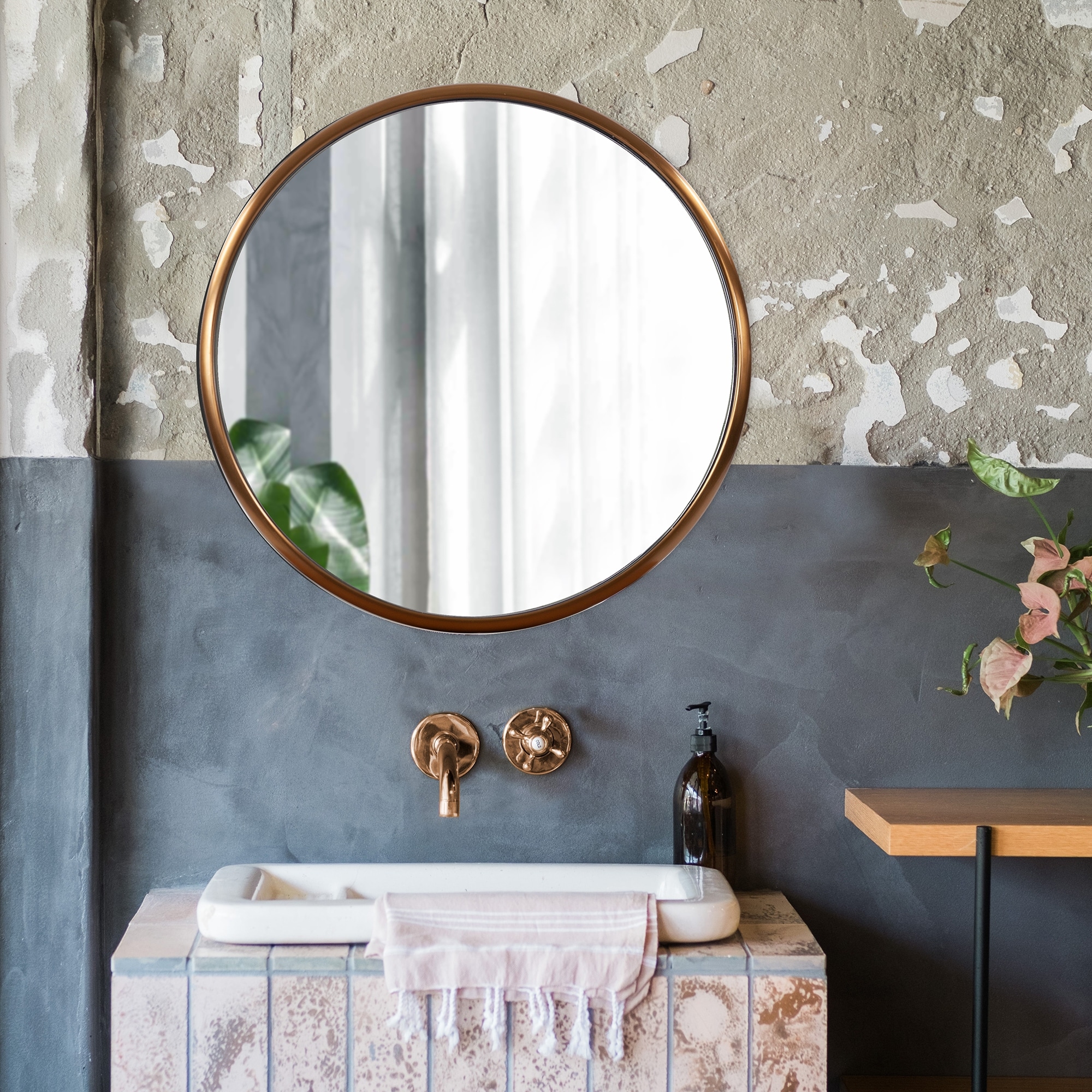 Allan Andrews Round Decorative Stainless Steel Wall & Accent Mirror