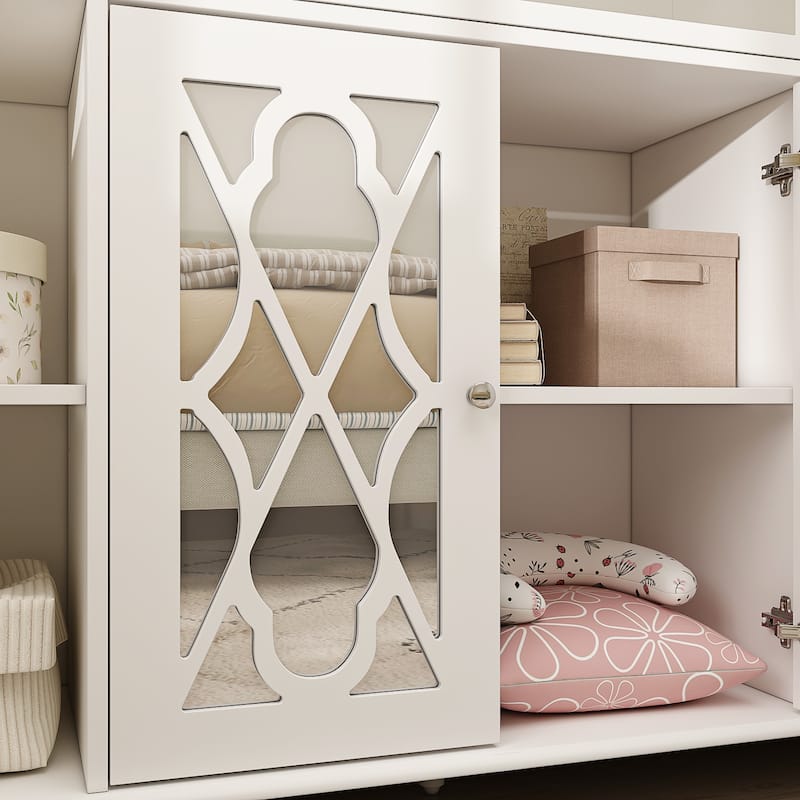 55.1" Accent Storage Cabinet Mirror Sideboard Buffet Cabinet Buffet