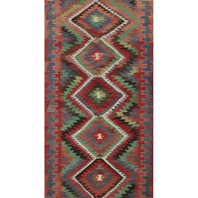 Hand Woven Oriental 100% Wool Carpet Southwestern Tribal Multi-Colored Kilim Area Rug - 10' 0'' X 5' 3''