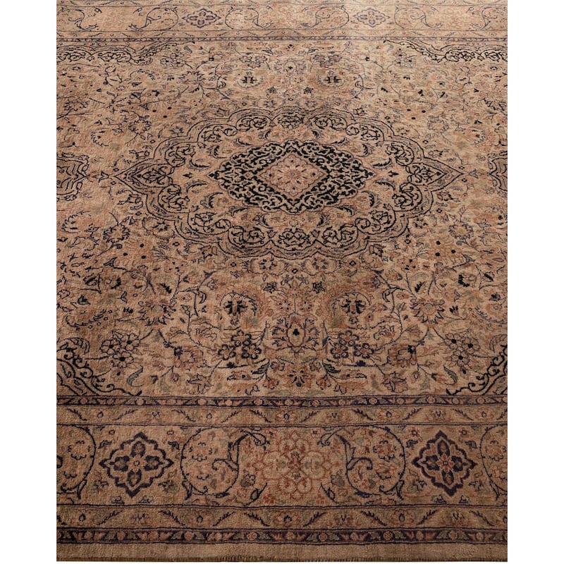 Overton Hand Knotted Wool Vintage Inspired Modern Contemporary Overdyed Beige Area Rug - 5' 1" x 8' 4"