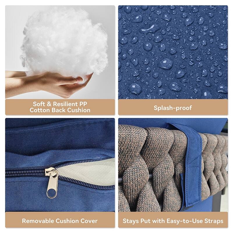 Kullavik Aluminlum Frame Woven Rope Patio Sofa with Glass Table and Cushions