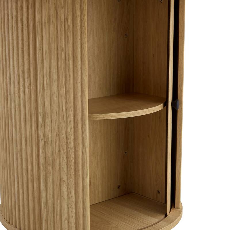 Classic Coffee Table, Round Dining Table with Double-Layer Storage, Woodgrain Kitchen Table for 4-6 People