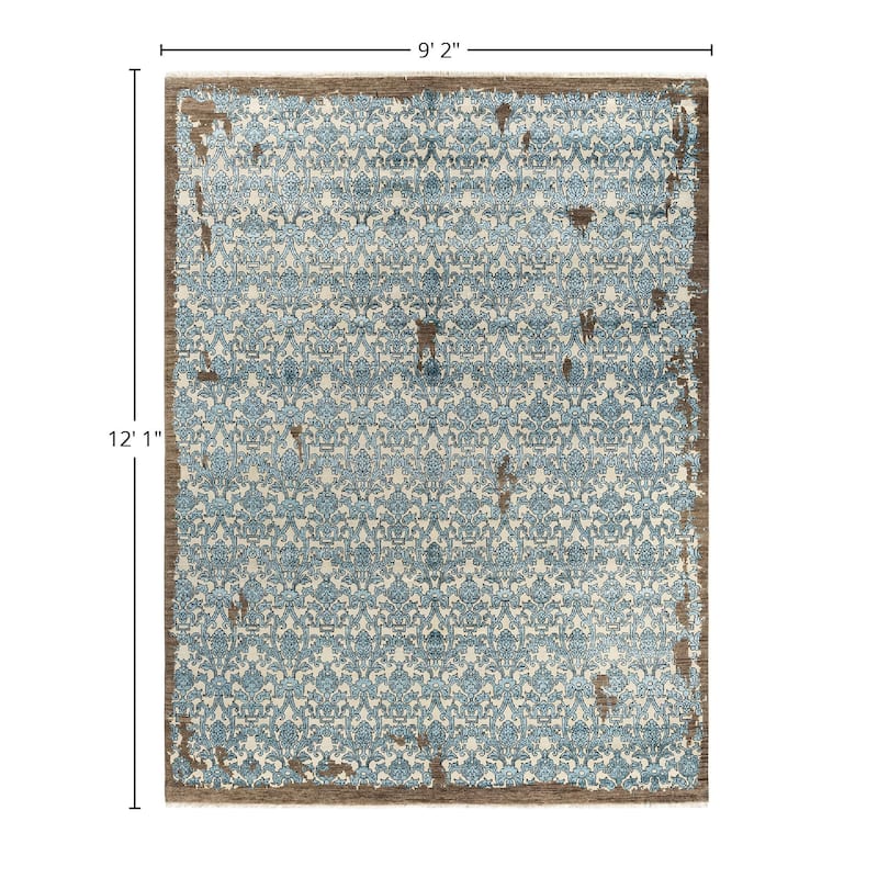 Ikat One-of-a-Kind Hand-Knotted Area Rug - Ivory, 9' 2" x 12' 1" - 9' 2" x 12' 1"