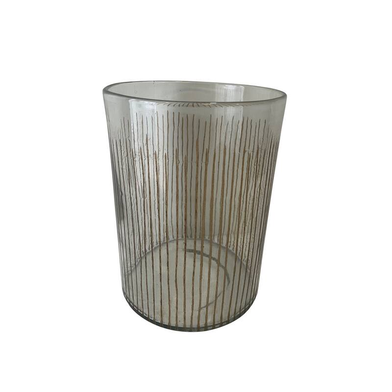Glass Candle Holder Hand Etching Dia 7.5" & H 10" - CLEAR - CLEAR