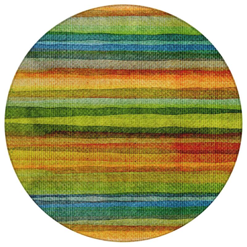 HomeRoots Striped Transitional Rectangle Outdoor Rug