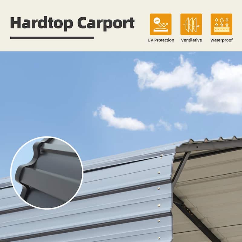 EROMMY Metal Carport, Car Canopy and Shelter, Gray