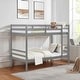 preview thumbnail 22 of 41, Twin Bunk Bed,Wooden,High Guardrail,Ladder,Kids Teens,Dorm Guest Grey