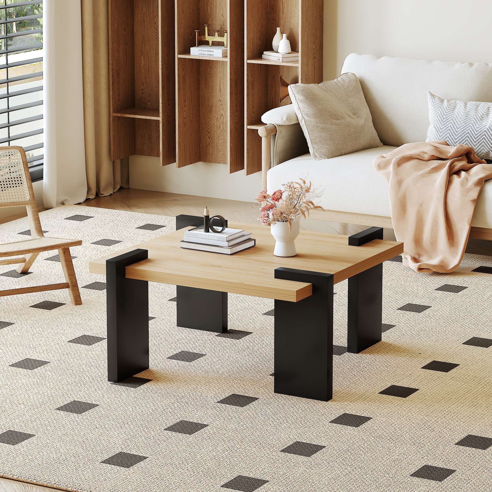 Natural Wood Cocktail Table Dining Table Sofa Table, Center Table