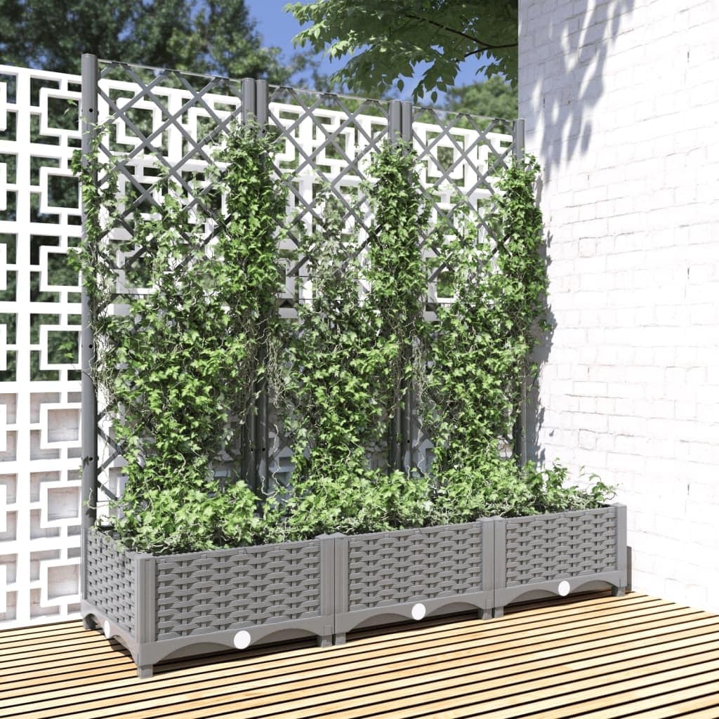 vidaXL Garden Planter with Trellis Plant Pot Flower Box Raised Bed Outdoor PP
