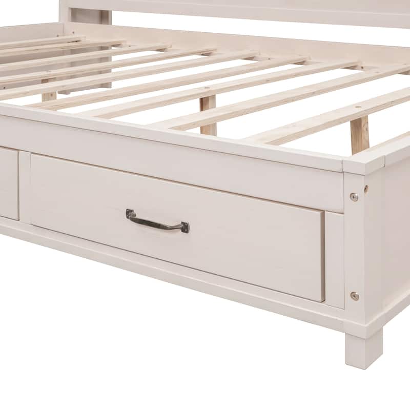 Wooden Kids Daybed, Storage Sofa Bed Frame with 3 Drawers, Shelf and Charging Station, Solid Pine Twin Sofa Bed Frame